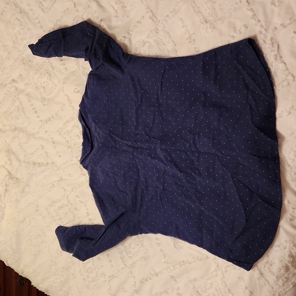 Old Navy Button Up Navy Blue with Green Polka Dots Size XL - Picture 3 of 4